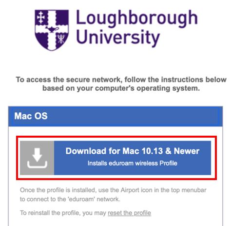 Prompt screen with LU logo requesting to install the certificate download